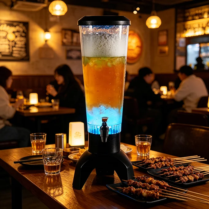 Fontaine à Jus Lumineuse 3L avec Haut-Parleur Bluetooth