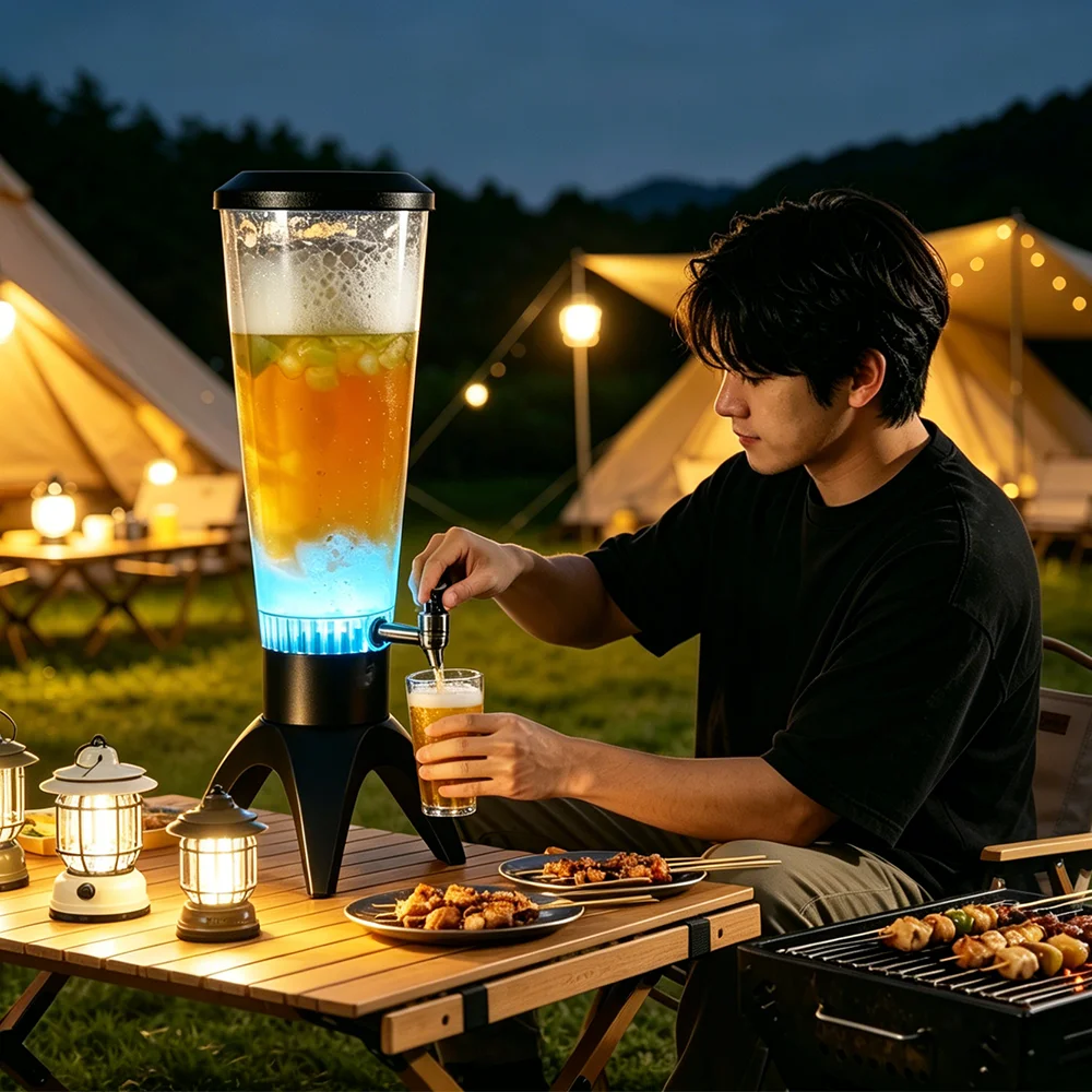 Fontaine à Jus Lumineuse 3L avec Haut-Parleur Bluetooth